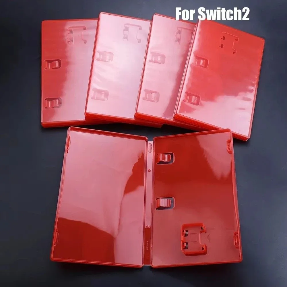 Transparent Game Card Box Red with Book Holder Storage Case Box Plastic Cartridge Holder Shell for Switch 2 For Inserted Cover