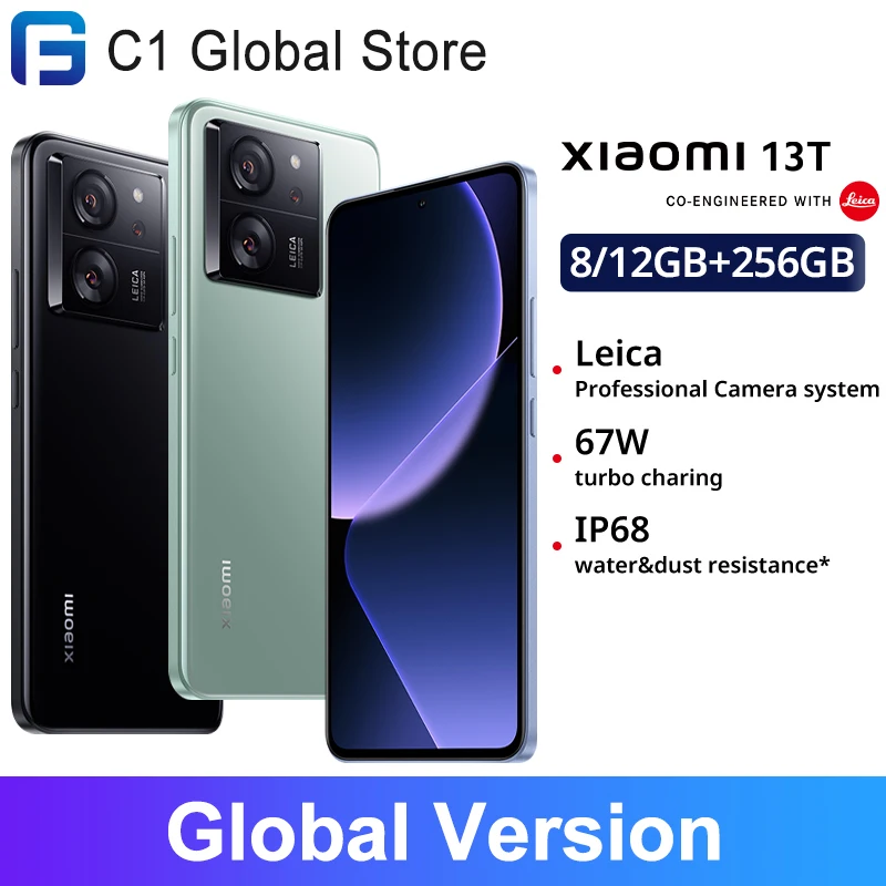 Global Version Xiaomi 13T 5G 144Hz AMOLED Displa 67W charing 50MP Leica Camera IP68 Water MTK Dimensity 8200-Ultra Smartphone