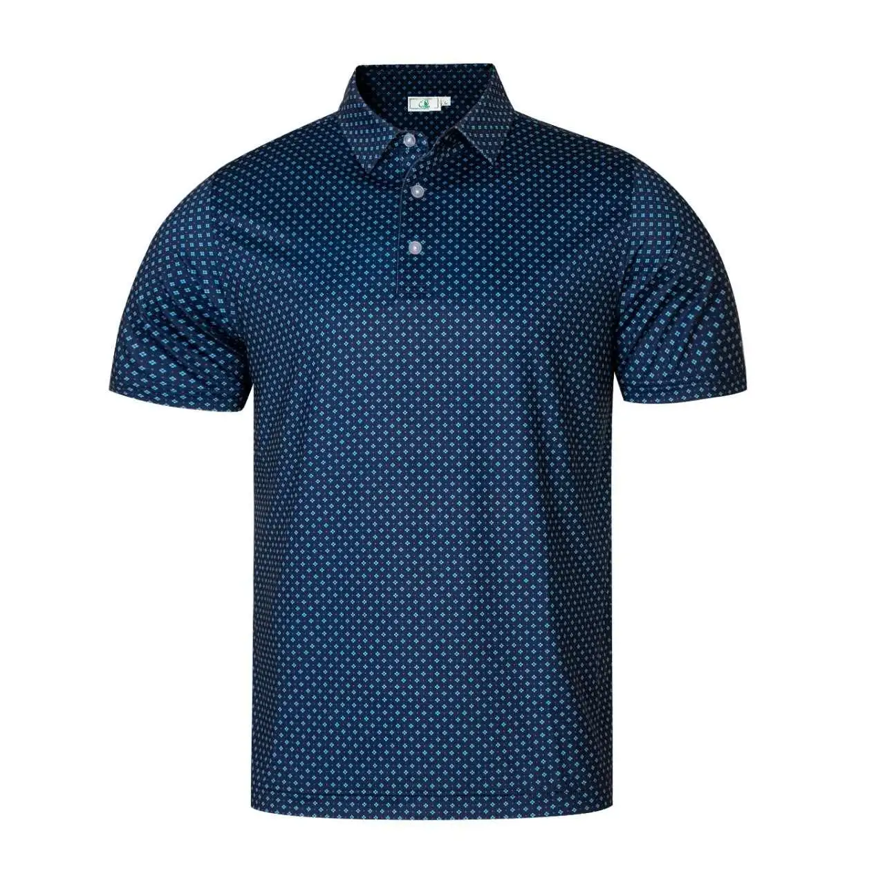 Men's Golf Polo Shirt Short Sleeve Printed Pattern Quick Dry Breathable Stretch Sportswear Outdoor Golf Wear Ready Stock