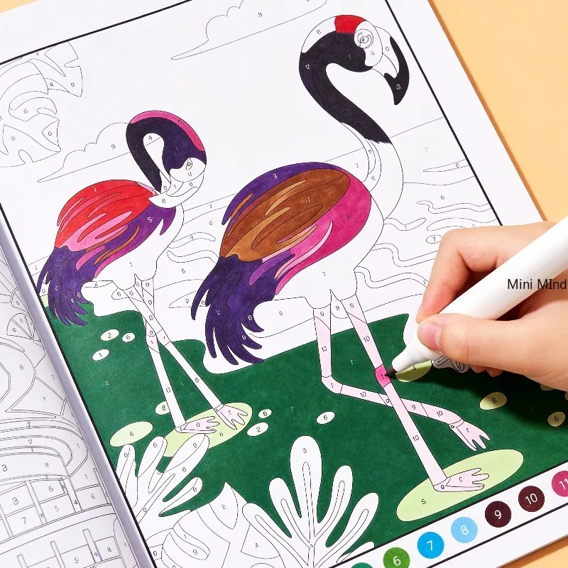A Digital Coloring Book Focused Training Puzzle Game Book, Decompression DIY Art Enlightenment Coloring Page Pen Not Included