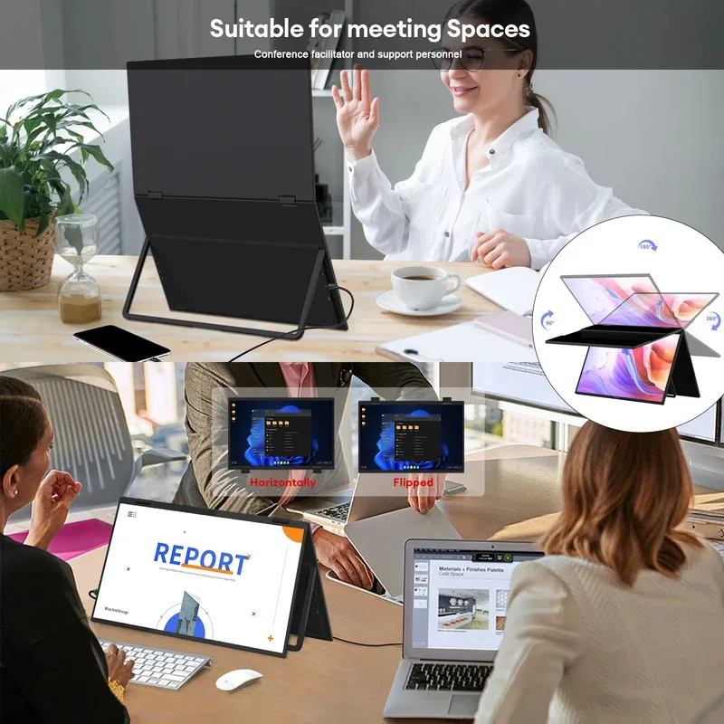 15.6-Inch 1080P FHD IPS Screen All-In-One Dual-Screen Foldable Display Work Games Study Mobile Phone Laptop PS4 PS5-New Product