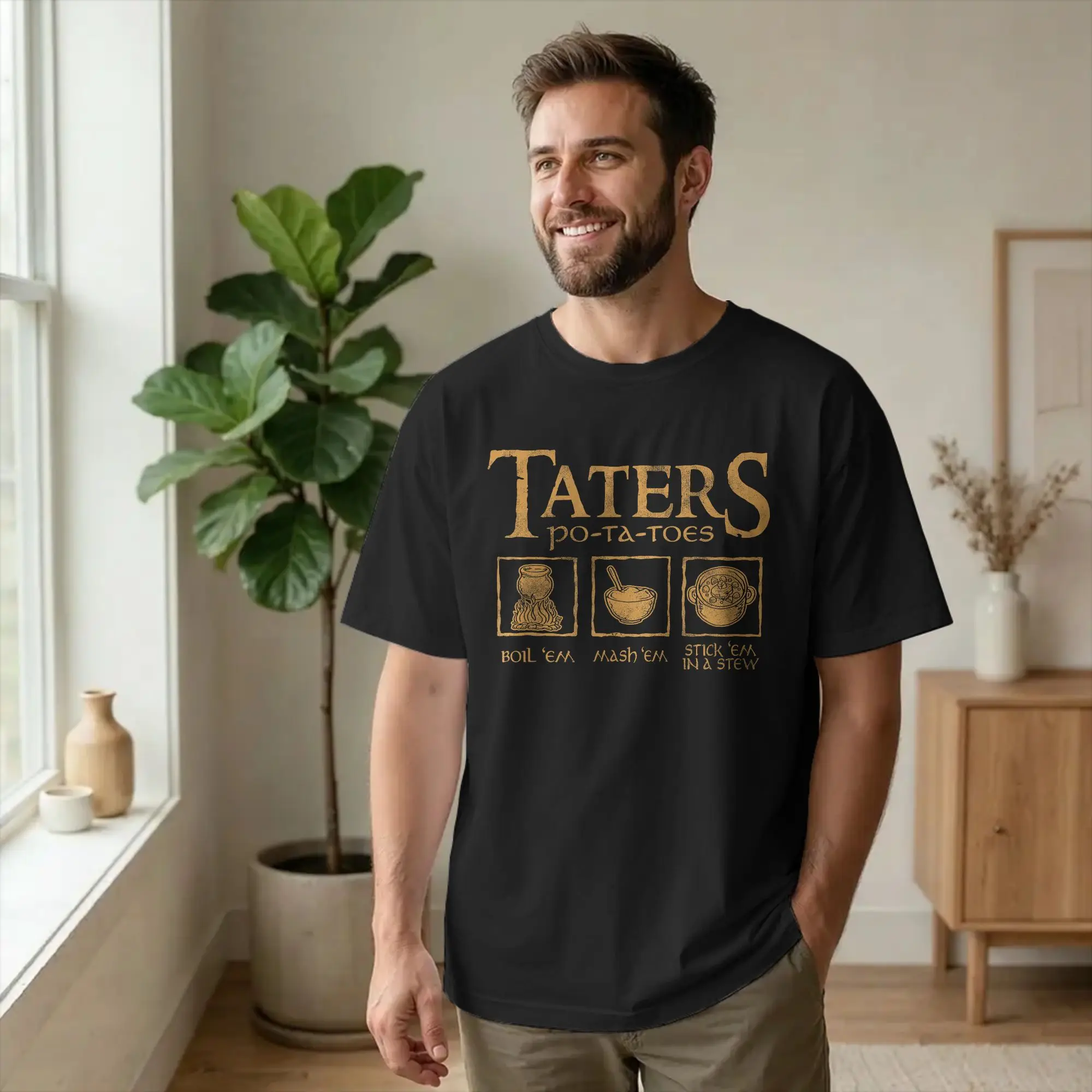 Taters Po-ta-toes Funny Fantasy T-Shirt Men Boil Mash Stick Em Casual Cotton Tee Shirt O Neck Short Sleeve T Shirts merchandise