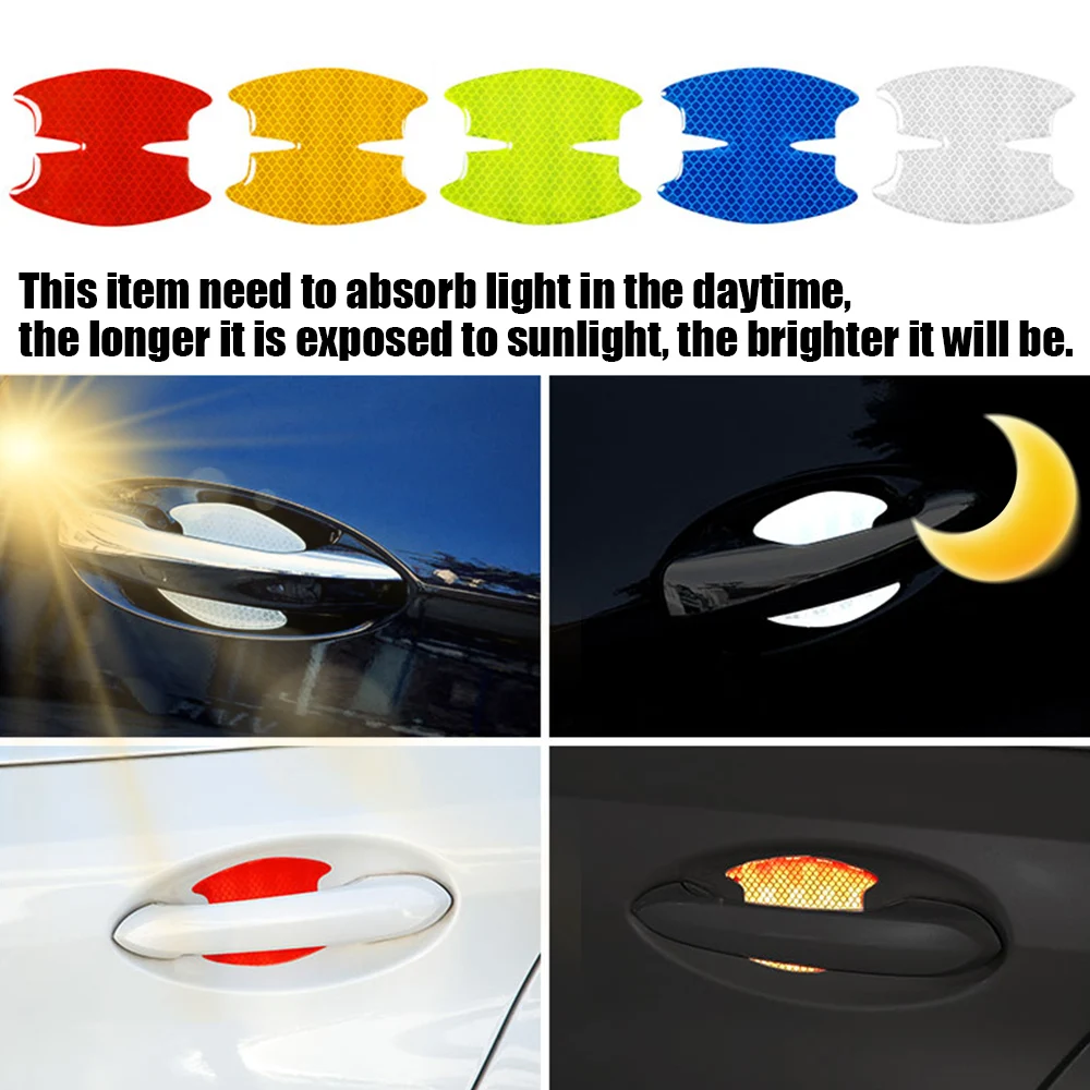 4 قطعة باب السيارة المعصم مقاومة للخدش حماية قطاع الباب السلطانية تحذير عاكسة المضادة للتصادم ملصقات اكسسوارات السيارات