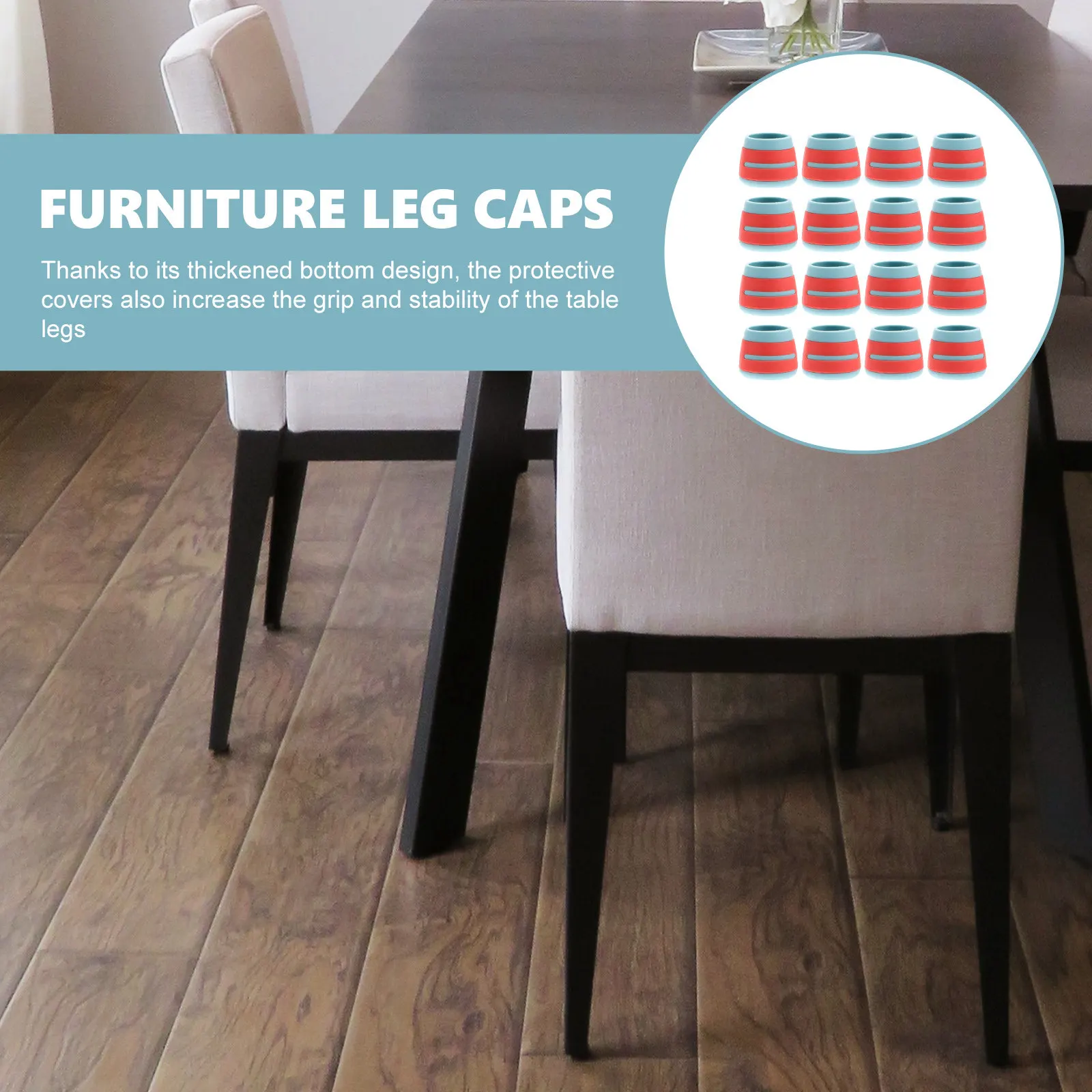 

16Pcs Non-Slip Silicone Chair Leg Caps Floor Protectors Furniture Leg Covers for Tables Chairs Desk Feet Pads Furniture Pads