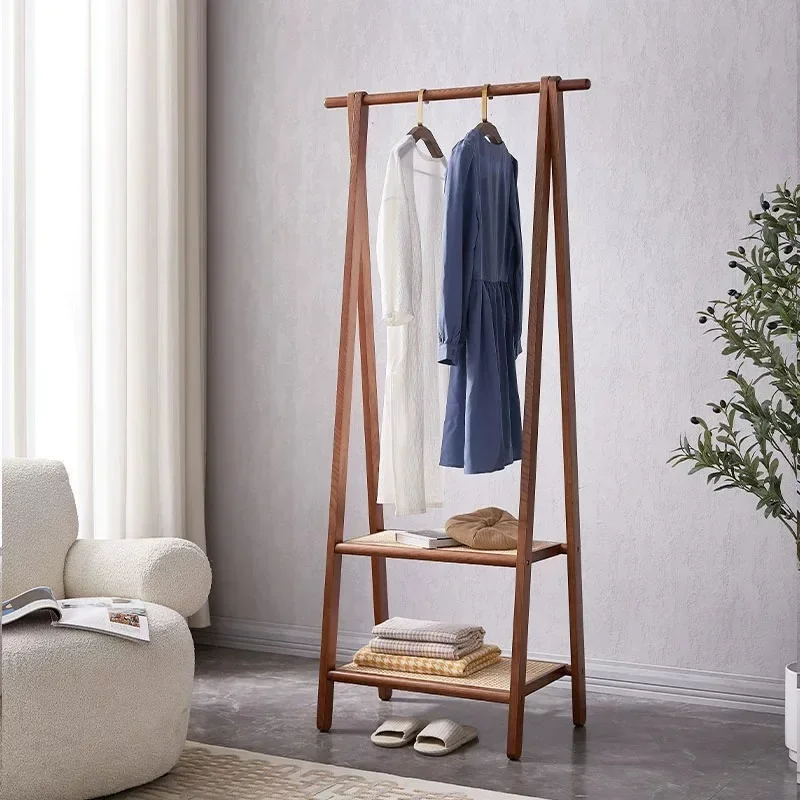 American floor-to-ceiling coat rack, all solid wood walnut color rack, real vine homestay bedroom home multi-functional hanger