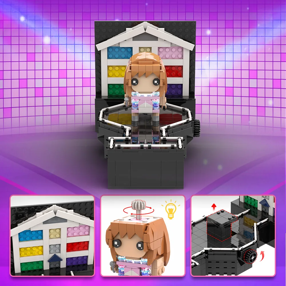 

3 IN 1 MOC Popular Singer &Mini Stage Building Blocks BrickHeadz Concert Party Figure Model Bricks Assemble Toys Gift for Kids
