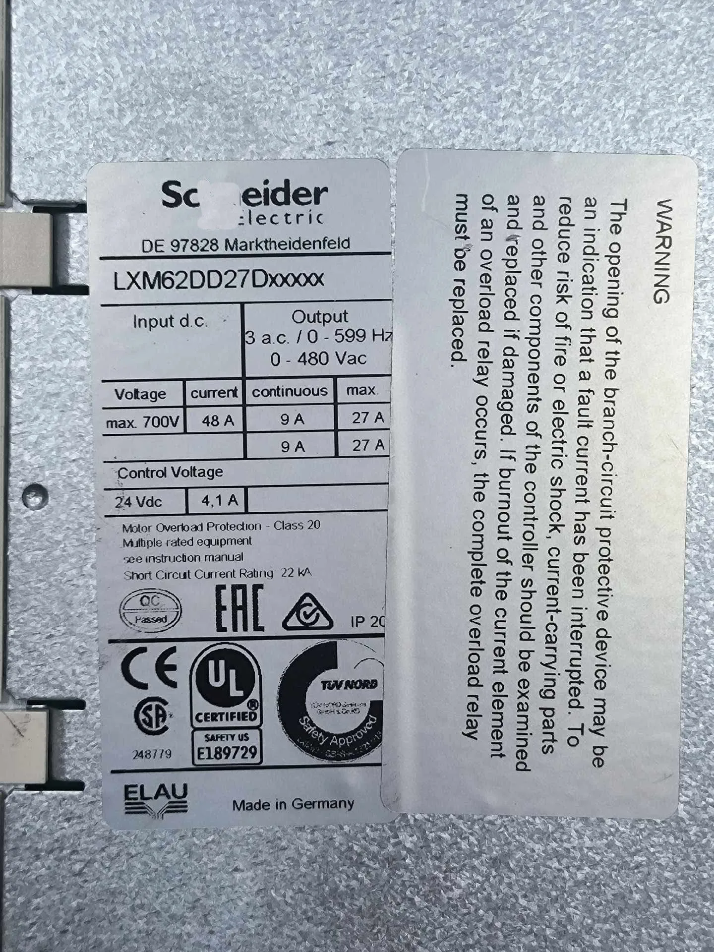 슈나이더용 LXM62DD27Dxxxxx LXM62DD27D21000 서보 드라이브