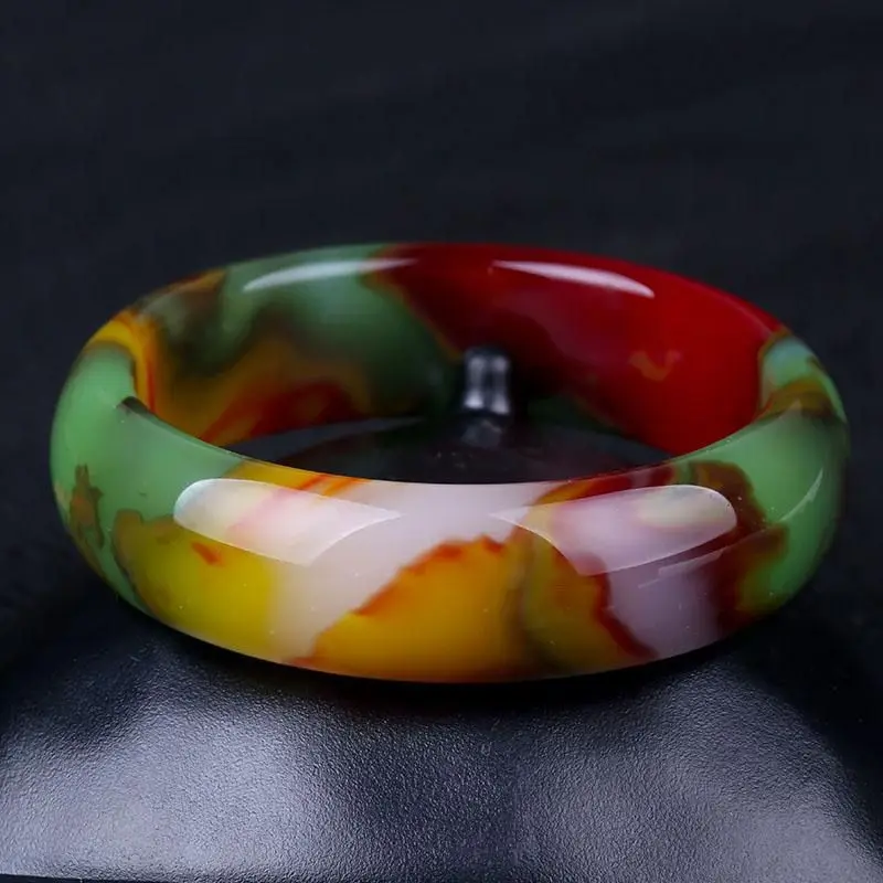 

Color Jade Bracelet Floating Flower Chicken Blood Red Gold Silk Jade Bracelet