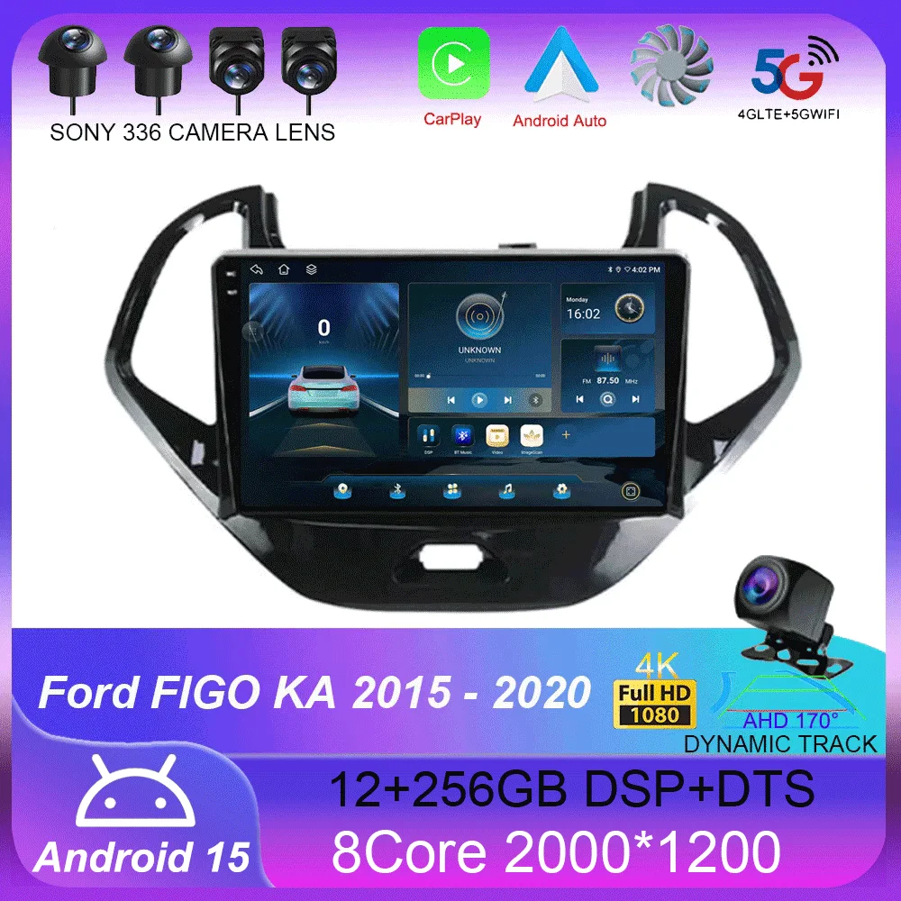 

Android 15 Carplay Auto Car Radio For Ford FIGO KA 2015-2020 Multimedia Video Player Navigation GPS DSP Audio Stereo No 2din DVD