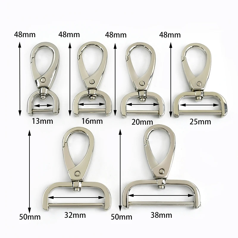 5Pcs Detachable Bag Buckles for Strap 13-38mm Metal Swivel Lobster Clasp Belt Webbing Trigger Snap Hook DIY Accessories