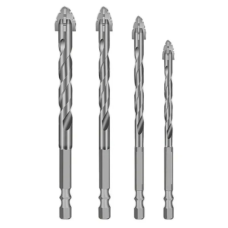 4-Flute Carbide Drill Bit Set for Ceramic, Glass, Marble, Concrete & Stainless Steel - Durable Cutting Tools