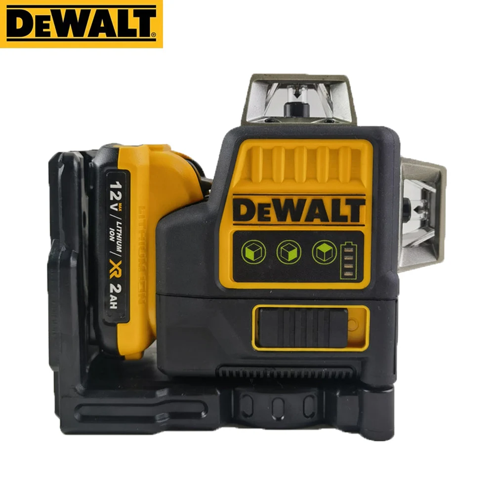 DEWALT-Nivel láser DW089LG, herramienta de nivelación 1:1, nivelado automático, 12 líneas, 3x360, Rayo Verde, batería de iones de litio de 12V, para exteriores