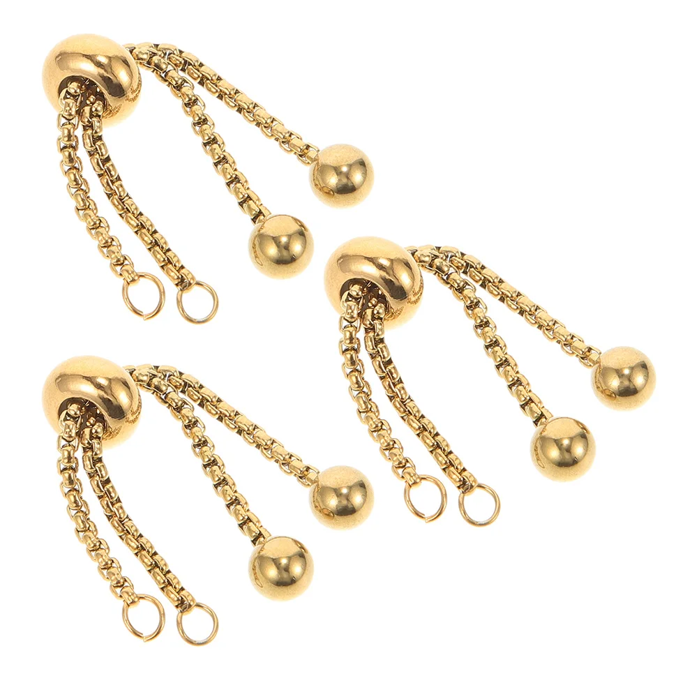 

3Pcs Vacuum Gold Plated Adjustable Slider Bracelet Stainless Steel Chain Extender for Jewelry Making DIY Women's Fashion