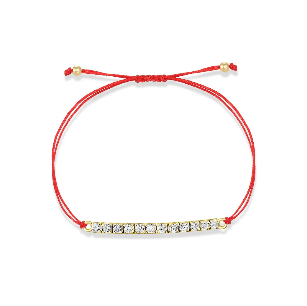 AAA Cubic Zirconia Stones Gold-plated Brass Chain Red String Handmade Bracelet Women Girl 2022 Fashion CZ Tennis Jewelry Present