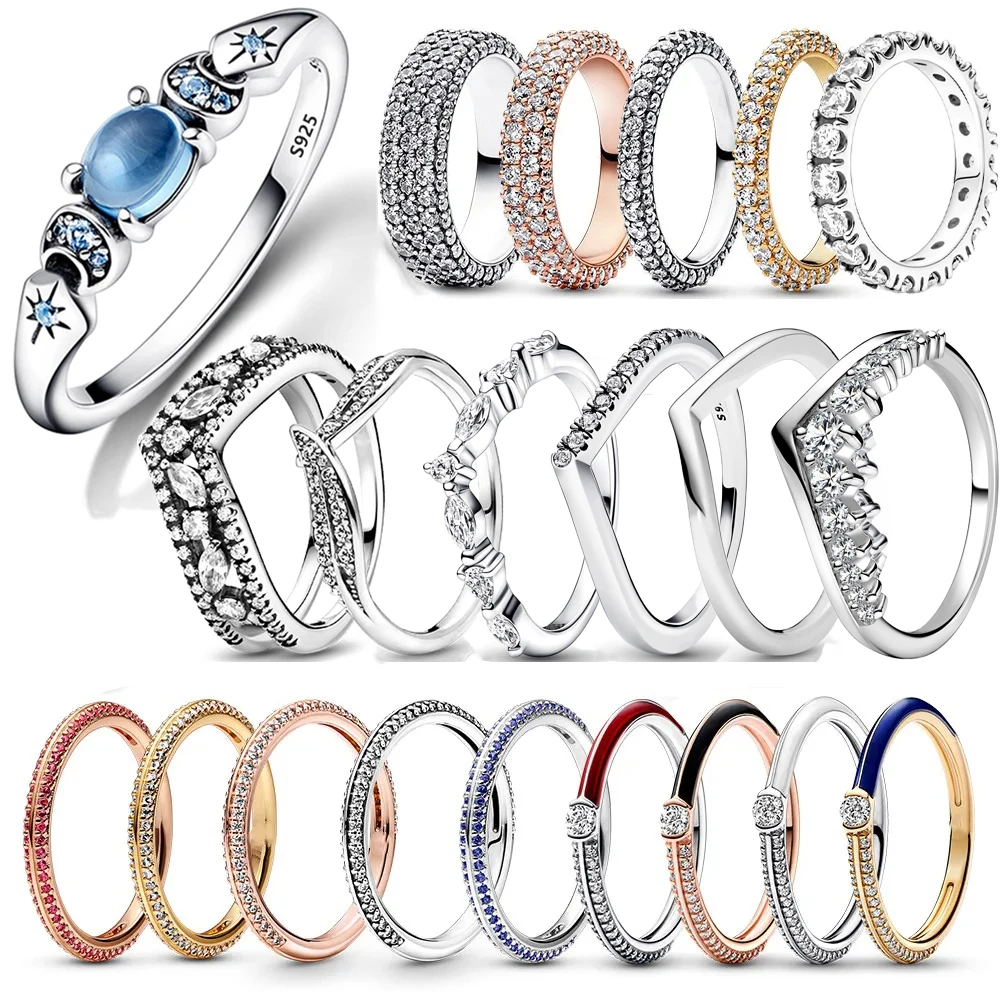 جديد 925 فضة خواتم تكويم لانهائي القلب الأحمر المينا للنساء أمي الأصلي الفضة 925 خاتم الزواج هدية