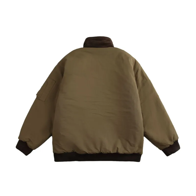 HKSH Spring Winter New Men's Tide Chic Ins Dark Punk Stand-Collar Safari Style Spliced Jacket Vintage Cotton Padded Coat HK28628