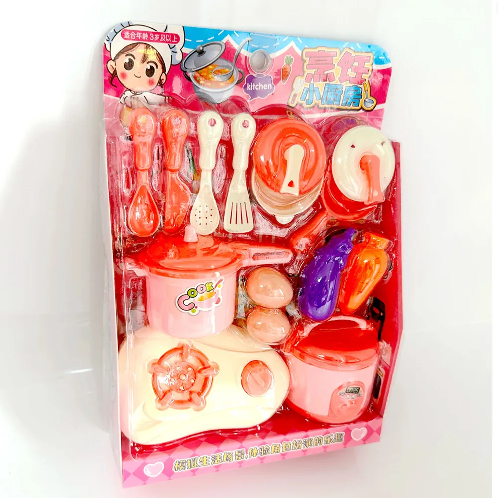 1 Zestaw Zabawek Kuchennych dla Dzieci: Symulacja Kuchni, Talerze, Łopatka, Garnek do Zupy, Elektryczny Garnek do Gotowania Ryżu, Model Lodówki