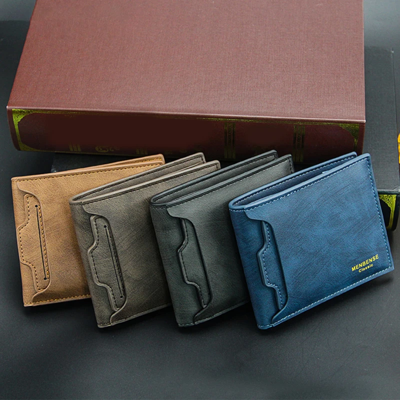 Men's Wallets Classic Vintage Fashion PU High-capacity Durable Anti Theft Short Fold Business Card Holder Male's Purse