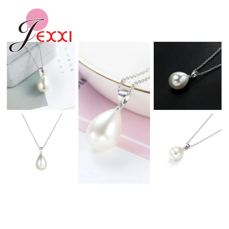 Authentic 925 Sterling Silver Necklaces Pendant And Earrings Jewelry Set Water Drop Pattern Sterling Silver Jewelry Gift