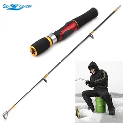 Promoção! Inverno Pesca Ice Fishing Rod, Spinning Pole, Alimentador Carpa, Carbono, 2 Seções, 65cm, 90g