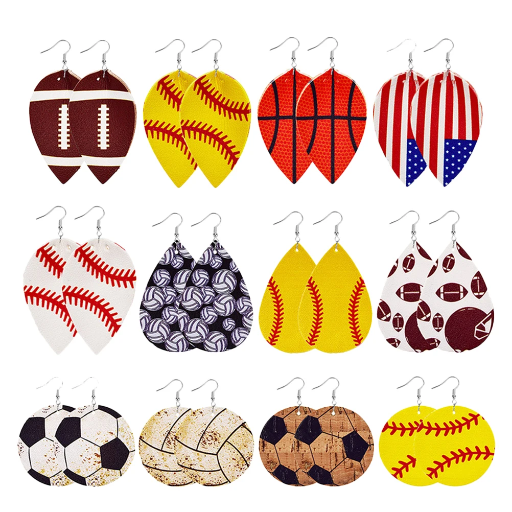 

Sports Theme Dangle For Women Baseball Rugby Basketball Drop Earrings Teardrop Shaped Ball Stud Earrings Gift