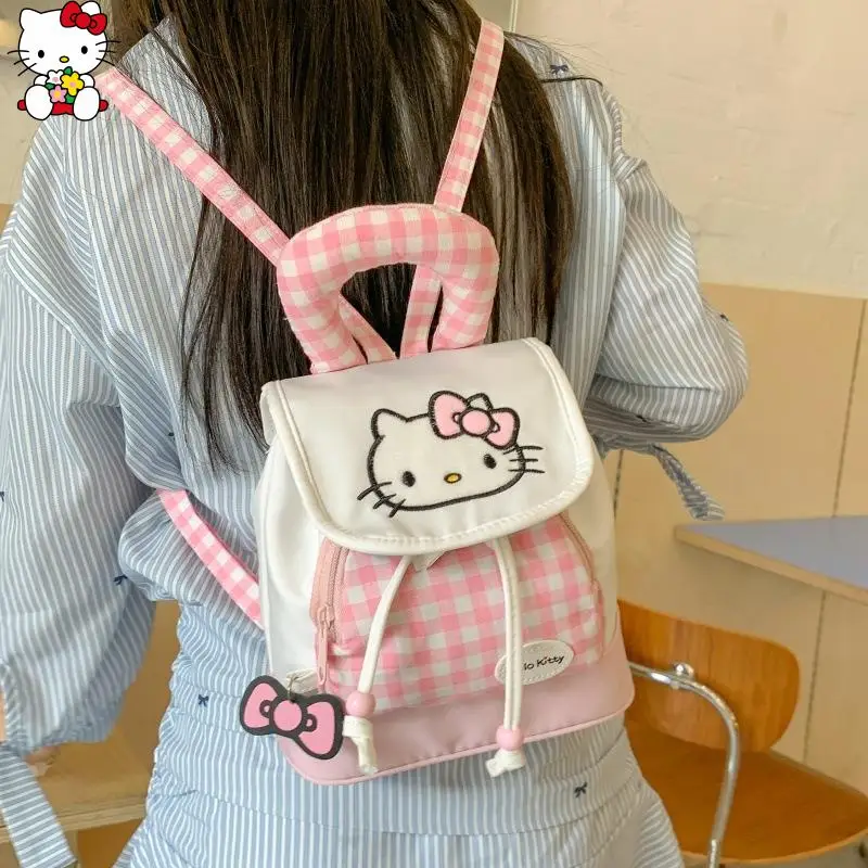 

Милый рюкзак Sanrio Hello Kittys с сеткой для хранения, мини два тысячи и двадцать пять новых уличных рюкзаков, школьный рюкзак, праздничный подарок