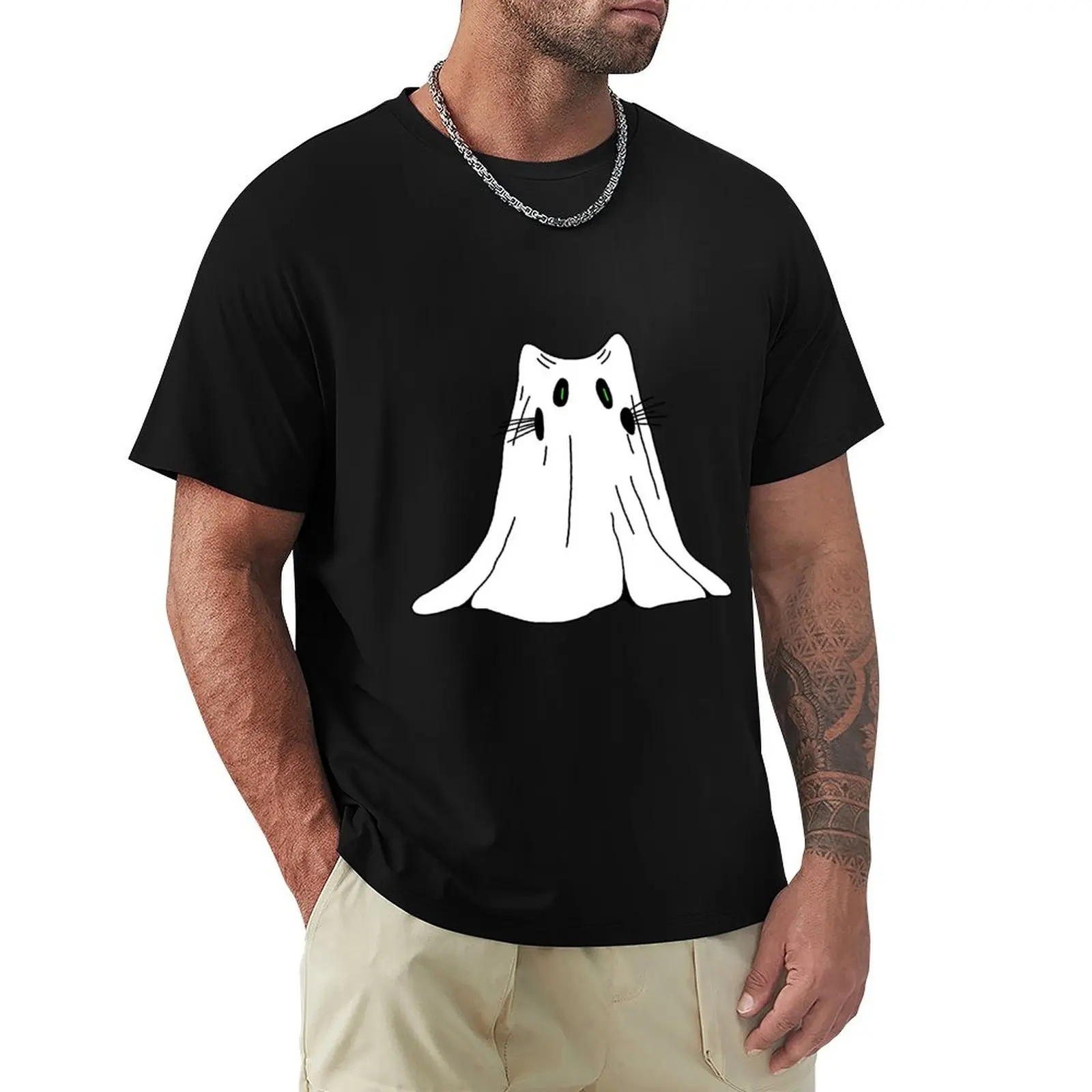 Sheet Ghost Cat T-Shirt Sun Protective Outdoor Tee Top