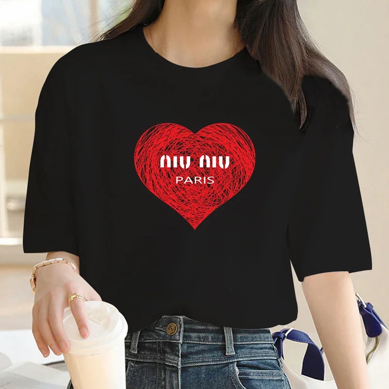 

Luxury Brand Paris Graphic Women Cotton T Shirt Summer Casual T-Shirts For Women's Girls Streetwear Short Sleeve Tee Tops