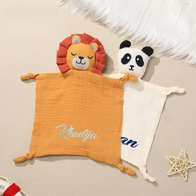 

Personalized Name Lion Baby Security Blanket Breathable Comforter for Kids Ideal Gift for Baby Shower And Birth