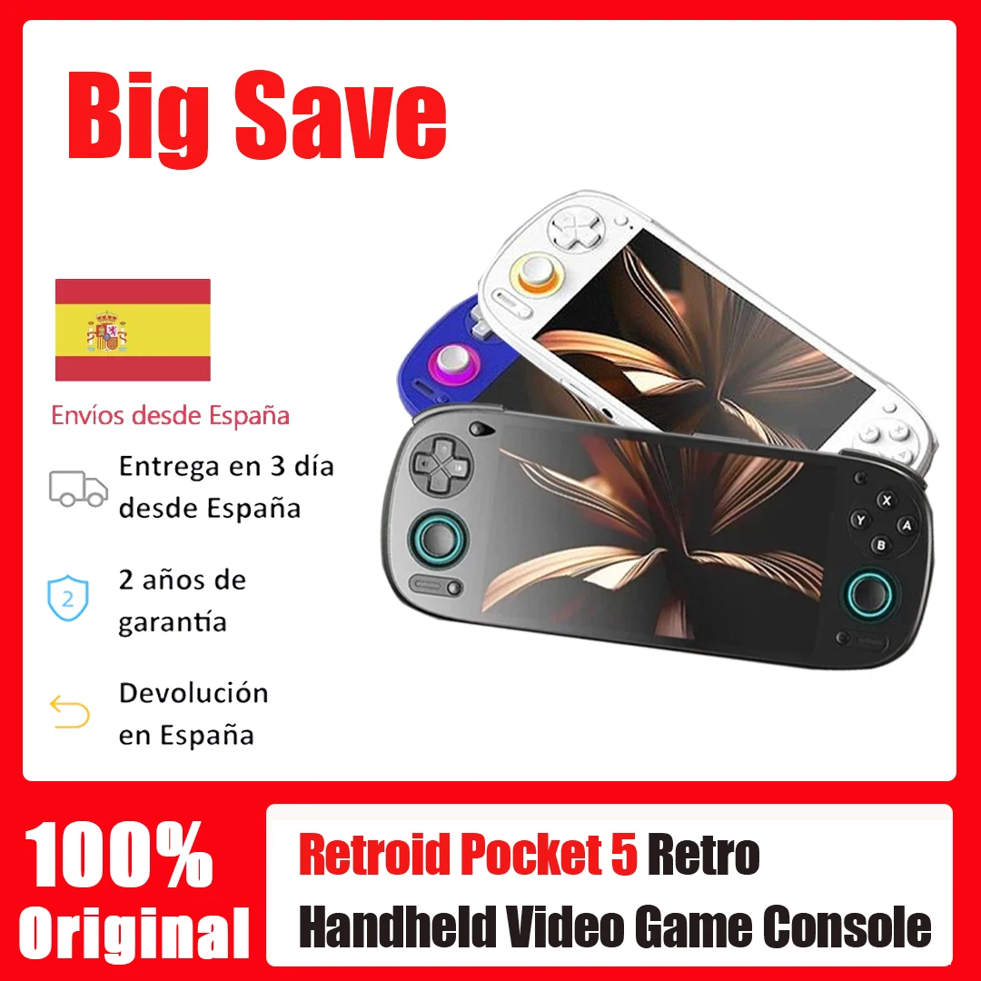 Retroid Pocket 5 Console de jeu vidéo rétro-SD865 5.5 "écran OLED 1080P HD, Bluetooth 5.1, Android 13, batterie 5000mAh