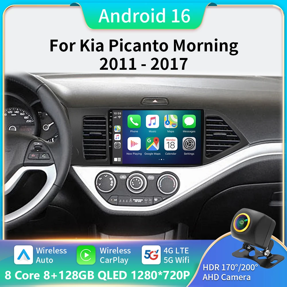 

Android 16 For Kia Morning Picanto 2011 - 2017 LHD QLED Android Car Radio Multimedia Video Player BT Stereo CarPlay 5G WIFI GPS