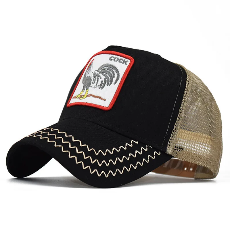 

New Animal Embroidery Mesh Baseball Cap Unisex Street Dance Hip Hop Trucker Hat