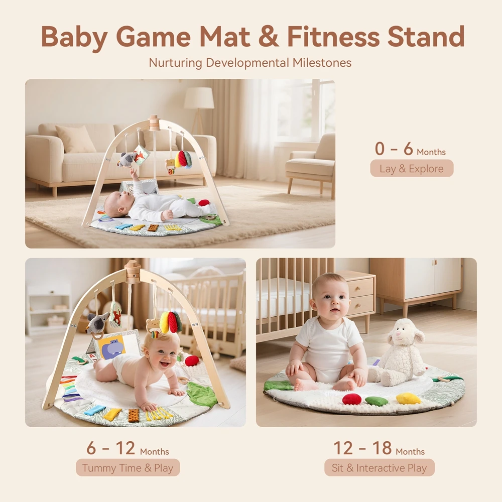 1 ชุด Play GYM กรอบเด็กกิจกรรมไม้ฟิตเนสกรอบ Play GYM มือถือเด็กอุปกรณ์เสริม Rattle ของเล่นเด็กตกแต่งห้องทารกแรกเกิด