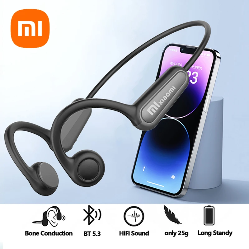 Xiaomi Real Bone Conduction Sport Headphone Wireless Bluetooth5.3 Headset Ear Hook Hands-free with Mic Waterproof Sports Headset 