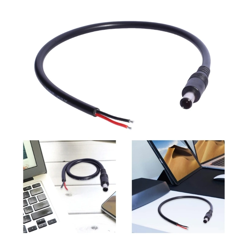 18AWG Plug Connector Power Pigtails Cable 6.5mmx4.4mm Male Plug to Bare Wire Open End Barrels Supply Adapter Repair Cord