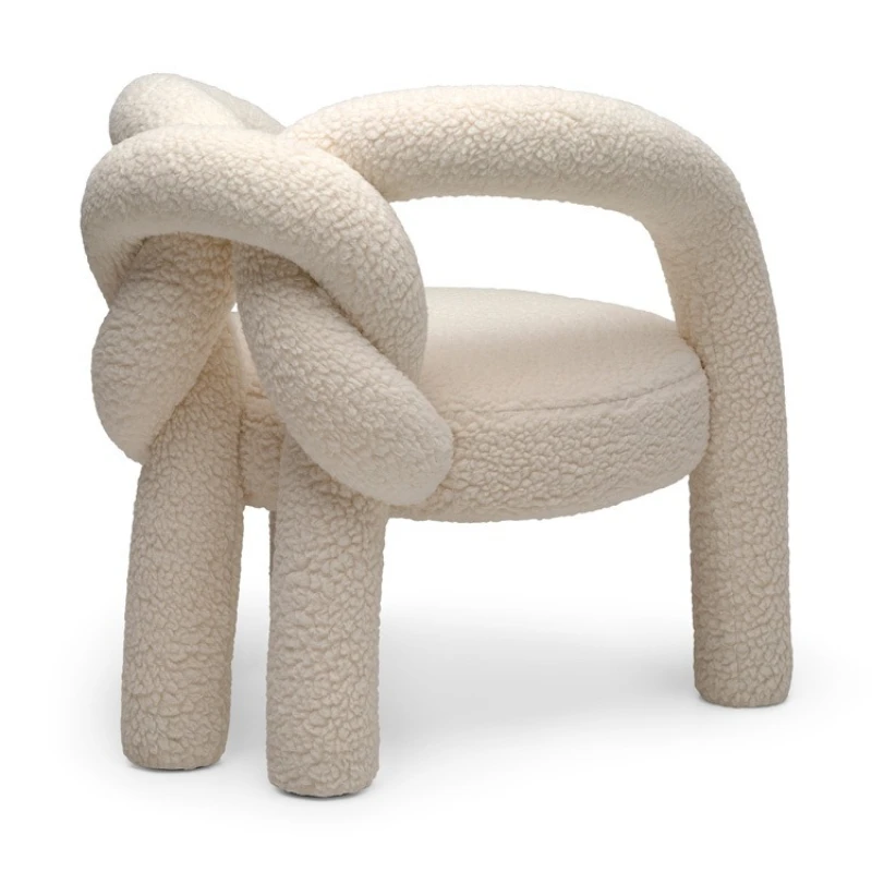 

Special-shaped cream small apartment leisure chair, high-end living room with armrests, comfortable sedentary backrest
