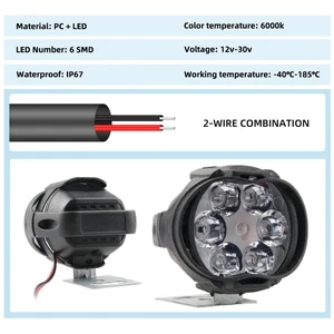 2pcs Arbeitslichter 6 LED Motorcy Light Lot Light Watermable Super Bright Hilfsmittel Universal Scooter 12V LED -Bar 10 Hauptverkauf Farol XJ6 - №2