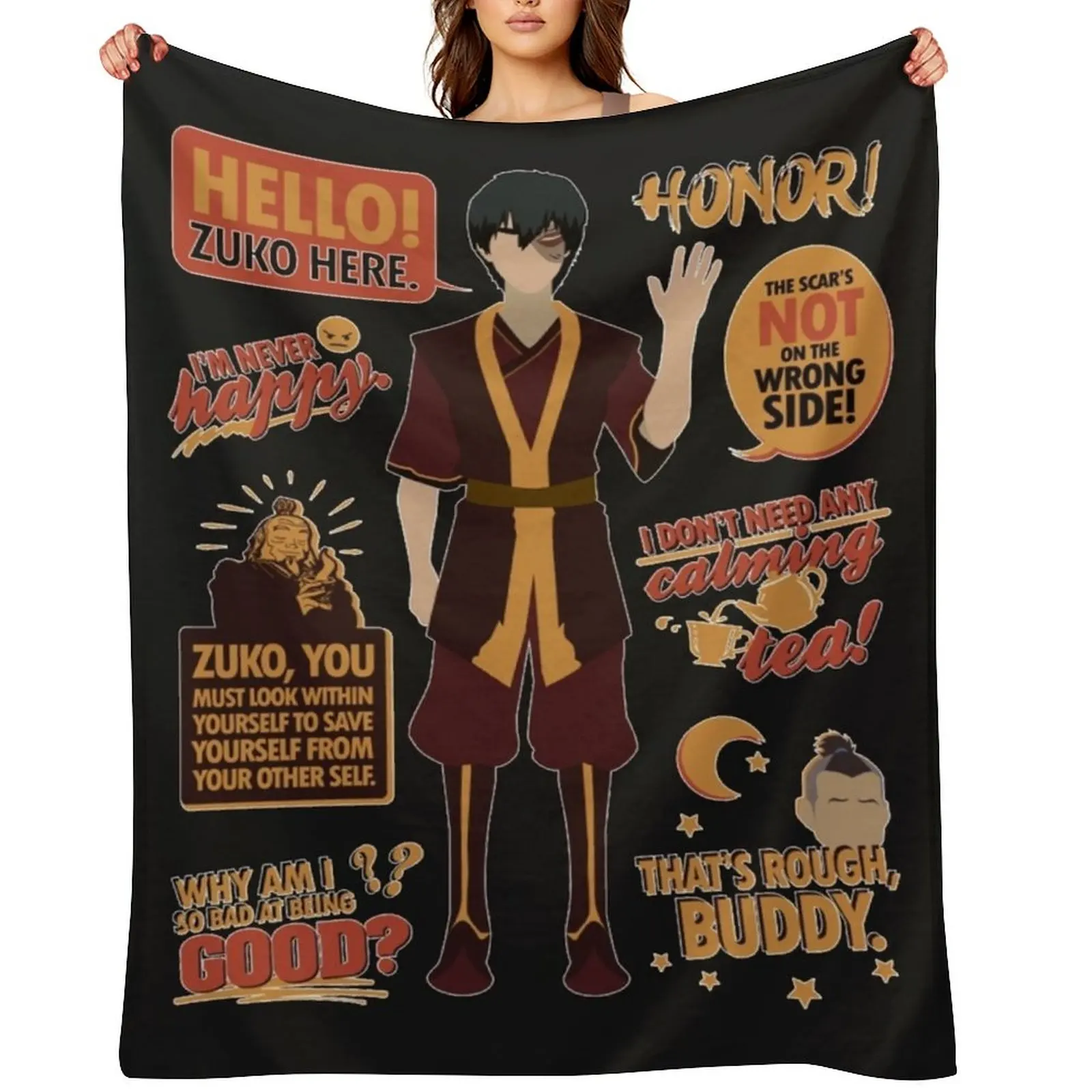 

Hello, Zuko Here! Funny Throw Blanket cosplay anime heavy to sleep Large Shaggy Blankets