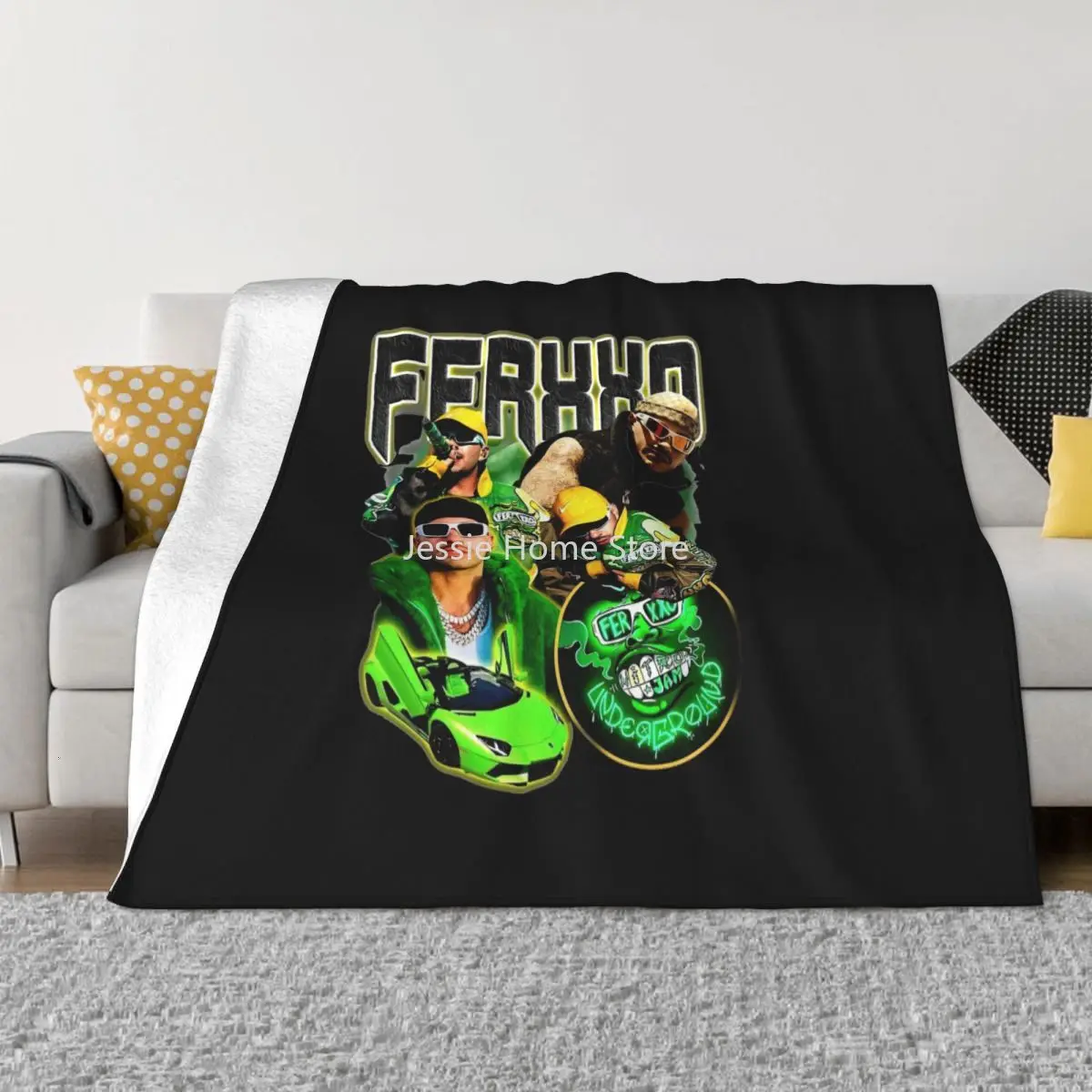 

Feid Ferxxo Green Rapper Blanket Flannel Decoration Multifunction Ultra-Soft Throw Blanket for Sofa Bedroom Bedspreads