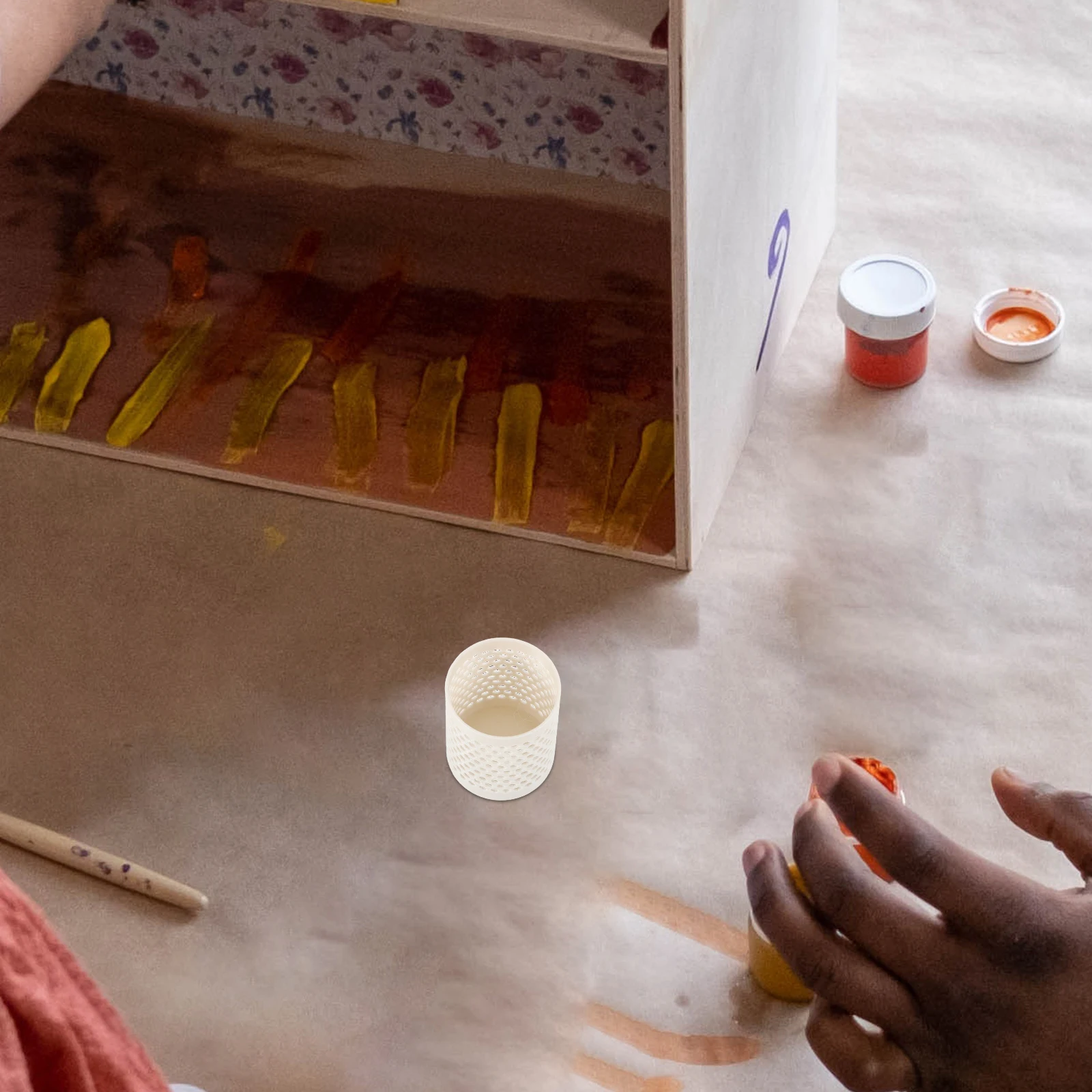 

Miniature 1:12 Scale Storage Basket Realistic Small Trash Can for Dollhouse Decor DIY Pretend Play Mini Garbage Can Desktop