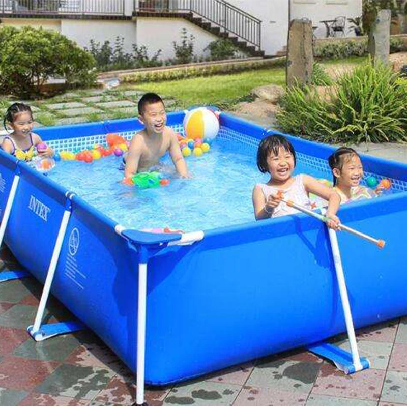 Popular Family Rectangular Steel Above-Ground Pool Backyard Garden Big Outdoor Swim Pool With Metal Frame