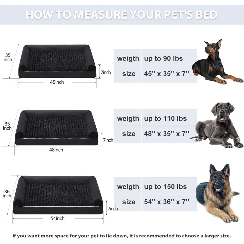 Extra-Large Orthopedic Dog Bed with Waterproof Cover for Medium to Large Dogs - Removable & Washable