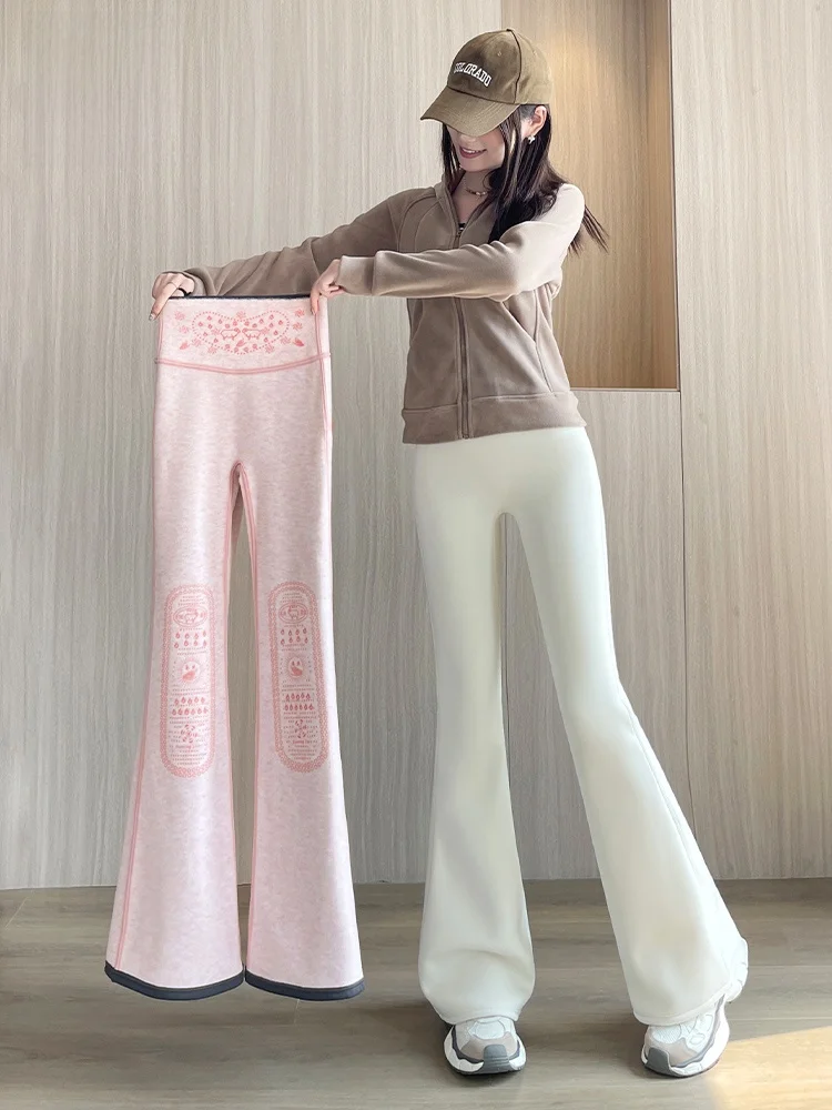 

Утепленные флисовые брюки для йоги с высокой талией, женские спортивные брюки для фитнеса на осень-зиму, расклешенные брюки для йоги