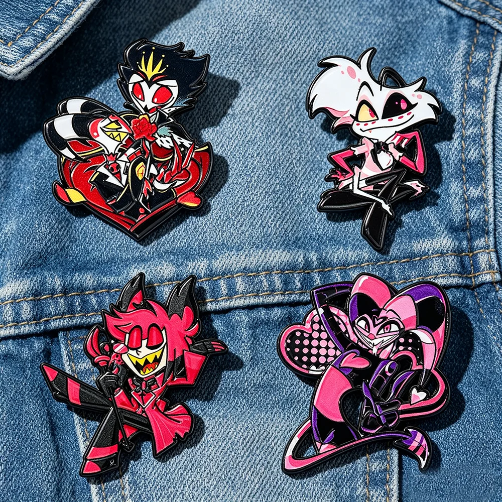 4-teiliges Set Cartoon-Dämon-Charakter Emaille-Pins, Niedliche Anime-Figur Metallbrosche, Anstecknadel für Kleidung, Rucksack, Dekoration, Schmuck, Geschenk – Detail 4