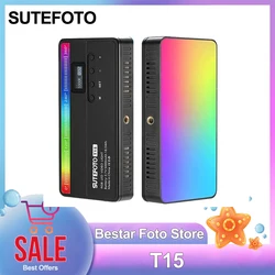 SUTEFOTO T15 RGB Mini LED Video Light 5000mAh 12W 2800-10000K Rechargeable Handled Pocket Panel Light for Vlog Recording