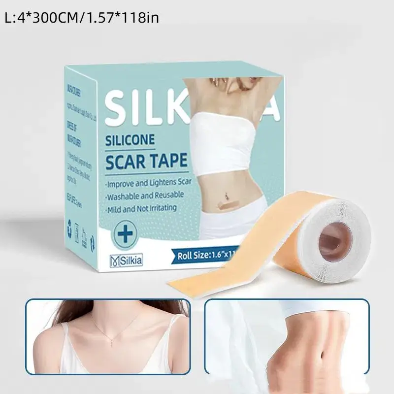 For Keloid, C-Section, Surgery, Burn, Acne Waterproof 1 Roll 150/300cm Silicone Scar Sheets Medical Grade, Reusable Scar Tape