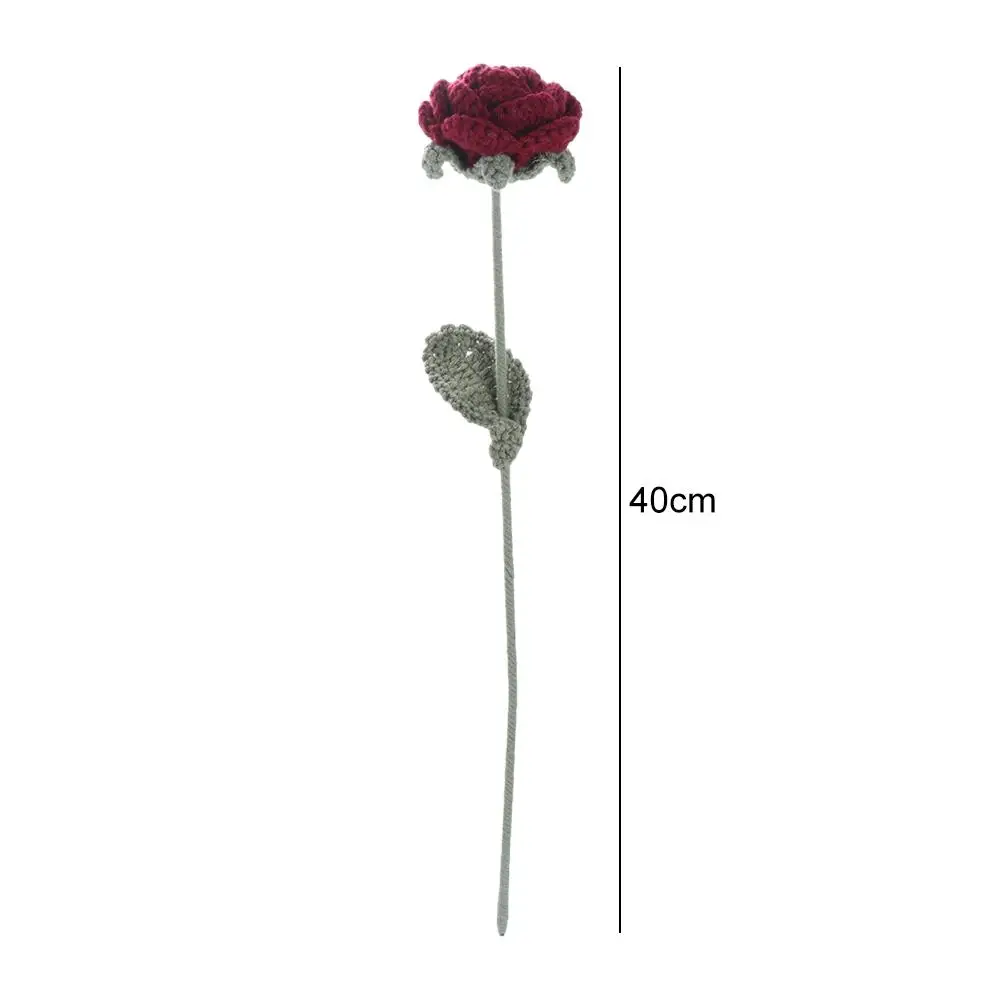 Photography Prop Handmade Simulation Knitting Rose Lifelike 40cm Artificial Rose Flower Reusable Fake Flower Party