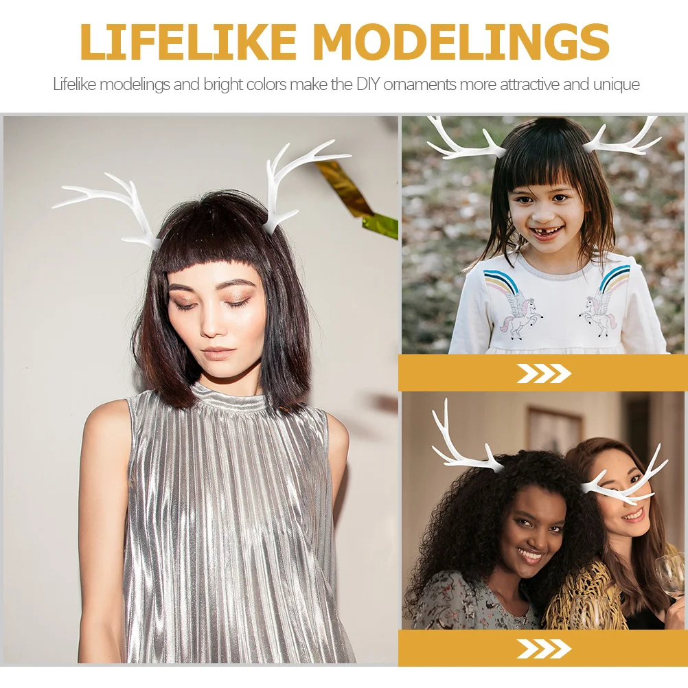 

2Pairs Deer Antler Headband Christmas Decor DIY Hair Accessories Simulation Antlers for Party Cosplay Xmas Decoration