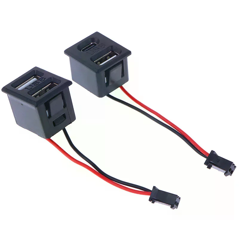 1pc Double Layer Usb Female Base Type-c Socket Female Usb Lamp Charging Socket Power Socket with Cable Connector