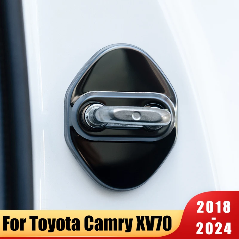 4Pcs Car Door Lock Cover Case For Toyota Camry 70 XV70 2018-2020 2021 2022 2023 2024 Hybrid Auto Protective Sticker Accessories